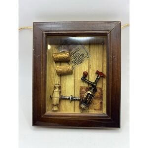 3D Shadow Box Diorama Wine Corkscrew, Corks Wine Label READ